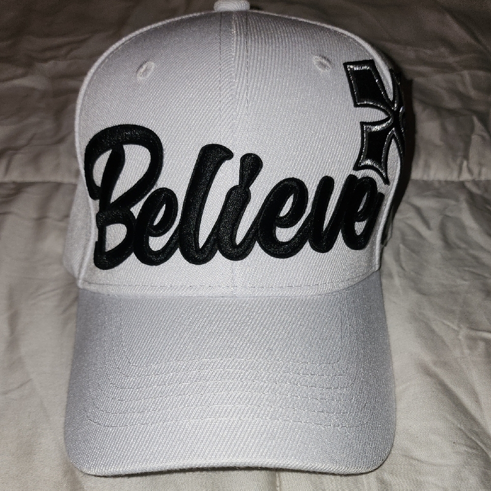 White and Black Believe Hat